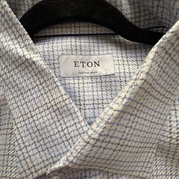 ETON Men's Dress Shirt Blue Multicolored Cotton Custom Made $450 5XL - Picture 2 of 9